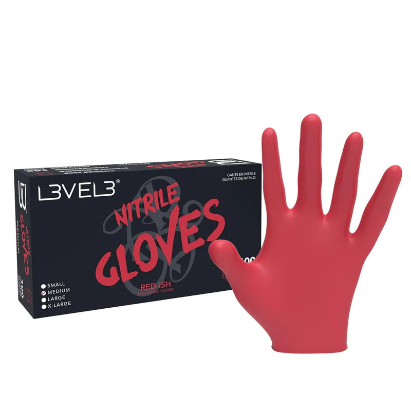 L3VEL3 NITRILE GLOVES RED-ISH TALLA L