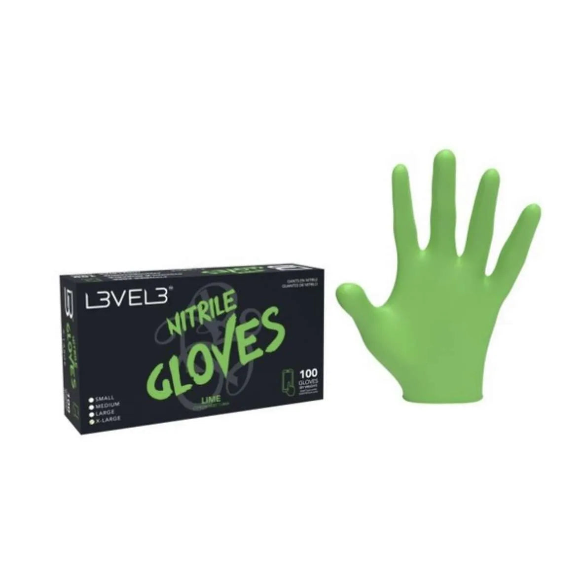 L3VEL3 GUANTES DE NITRILO TALLA M · LIMA · 100 UDS ·