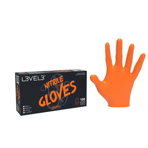 L3vel3 Guantes Profesionales De Nitrilo Naranja Talla S