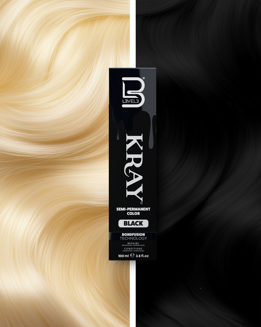 SEMI-PERMANENT COLOR BLACK KRAY 100ML L3VEL3