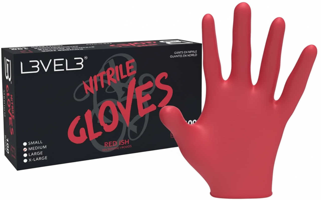 Guantes de Nitrilo Talla M - Color Rojizo (100 unidades