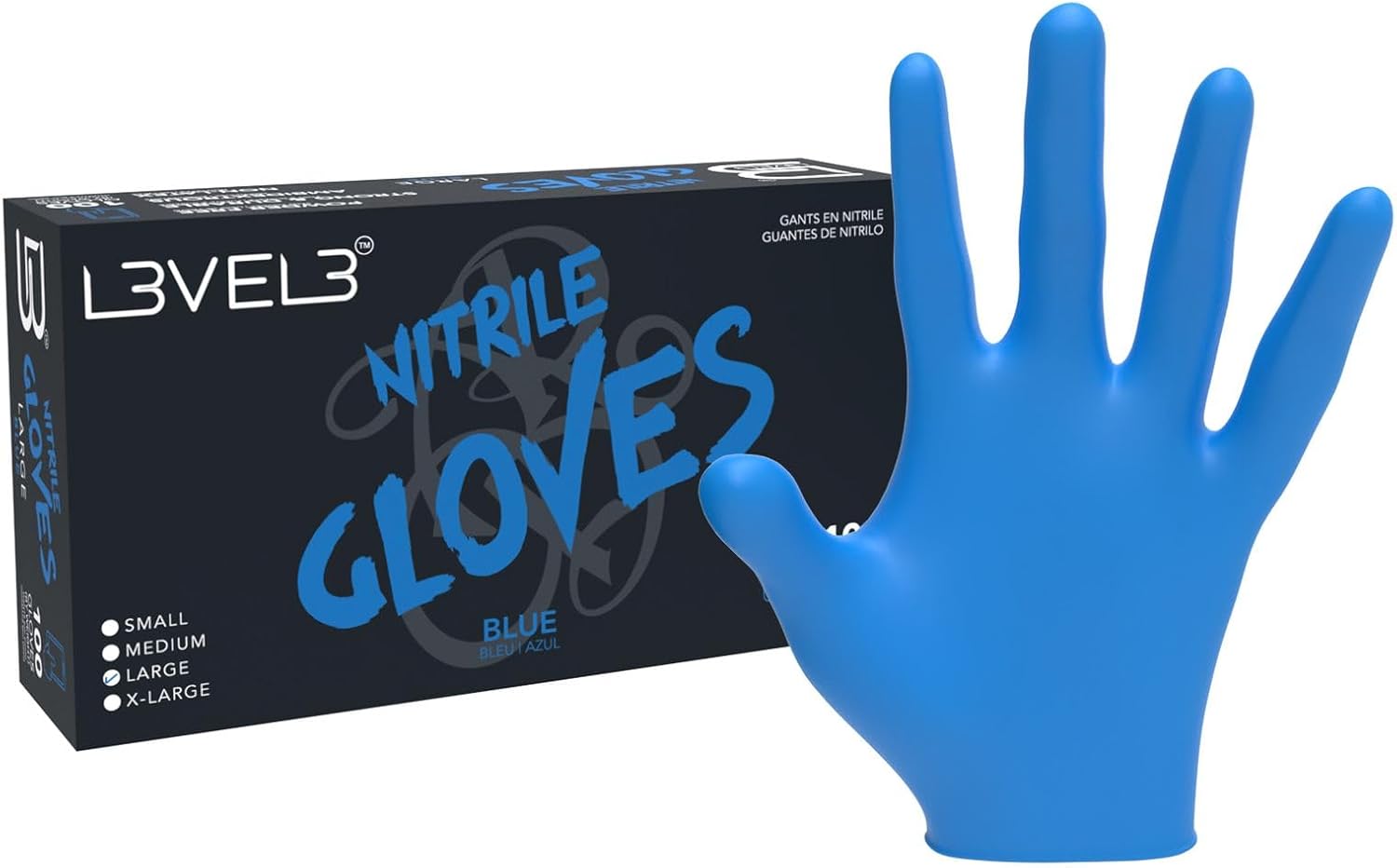 L3VEL3 GUANTES DE NITRILO TALLA M · AZUL · 100 UDS