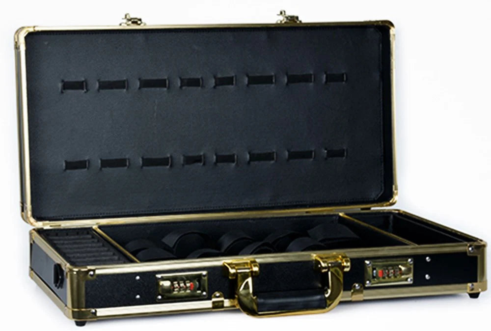 MALETÍN PROFESIONAL BARBERO GOLD – ORGANIZADOR DE HERRAMIENTAS CON ACABADO DORADO