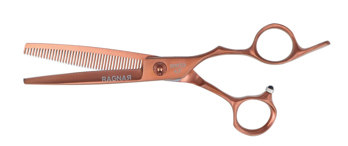 TIJERA DE CORTE BARBERO 6.5" ROOSTER COBRE – ESTILO Y RENDIMIENTO EN TUS MANOS