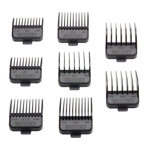 SET DE 8 PEINES PROTECTORES DOBLE IMÁN – GUÍAS PROFESIONALES PARA CLIPPERS