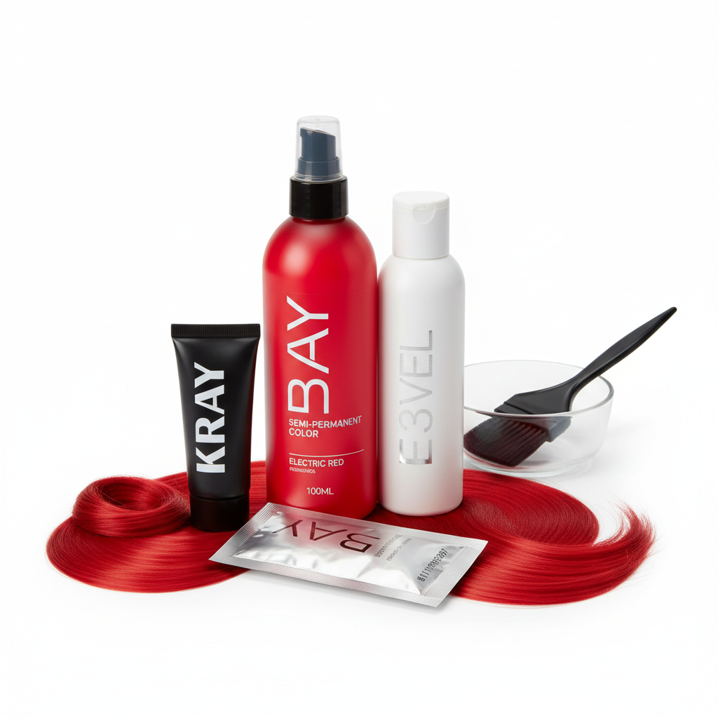 SEMI-PERMANENT COLOR ELECTRIC RED KRAY 100ML E3VEL